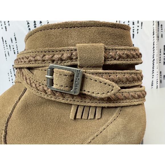Minnetonka Womens Dixon Suede Boots 9.5 Brown Rodeo Cowgirl Country Western Boho - Picture 4 of 14